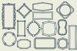 Fourteen 14 hand drawn frame decoration set. vector