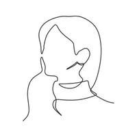 Continuous one line drawing of abstract girl face. Beauty women sketch hand drawn vector
