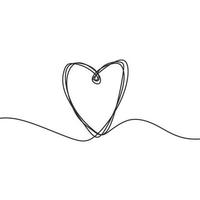 Continuous line drawing heart symbol, Black and white vector minimalist illustration of love concept.