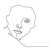 abstract face one line drawing. Portrait minimalistic style continuous hand drawn vector