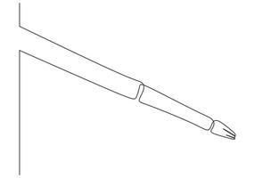 Paintbrush one line drawing vector. Illustration of art brush tool for painter, minimal design. vector