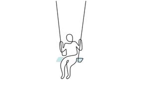 One continuous single line of playgroup games kid play swing cradle vector