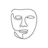 Continuous one line drawing of abstract face minimalism. vector