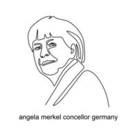 Continuous one line drawing of Angela Merkel. German politician serving as Chancellor of Germany. vector