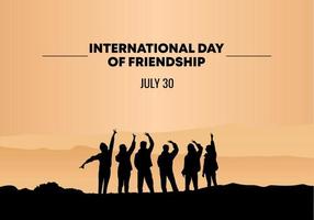 cartel de fondo del día internacional de la amistad con un grupo de seis personas. vector
