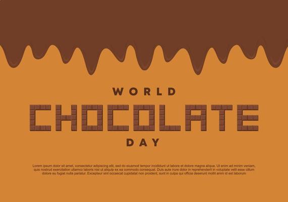 Hand drawn background of happy world chocolate day on chocolate bar