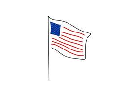 One continuous single line drawing of united states flag vector