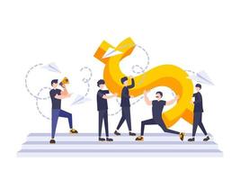 Business teamwork financial planning. People raising money capital and profit. Creative strategy vector