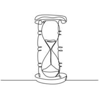 Continuous one line drawing of hourglass or sand clock vector. Minimalism design of traditional timer tools vector