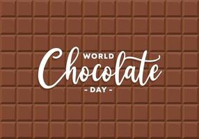 Hand drawn background of happy world chocolate day on chocolate bar. vector