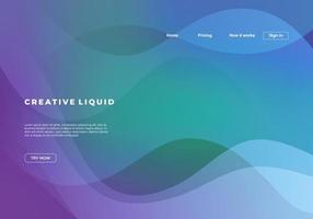 Fluid background with abstract waves and gradient colors for landing page template. vector