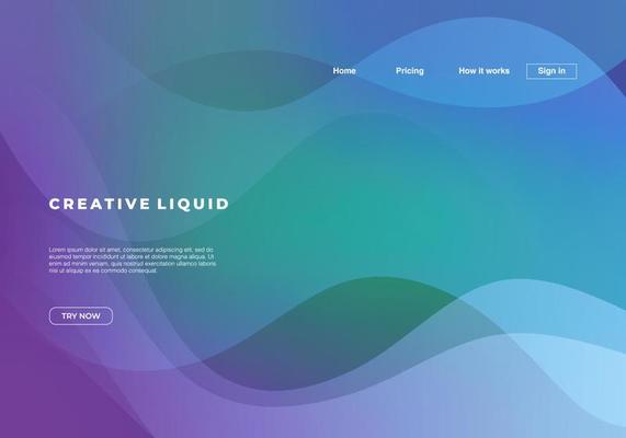 Fluid background with abstract waves and gradient colors for landing page template.