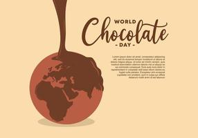 happy world chocolate day with earth and hand written text. vector