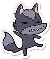 sticker of a angry wolf cartoon vector