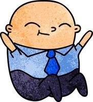 textured cartoon of kawaii bald man vector