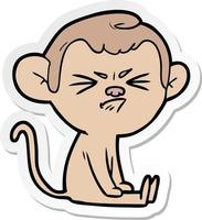 sticker of a cartoon angry monkey vector