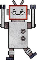 robot de dibujos animados de textura grunge retro vector