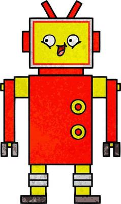 retro grunge texture cartoon robot