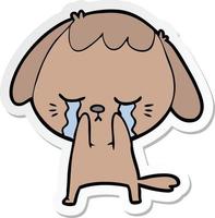 sticker of a cute puppy crying cartoon vector