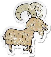 distressed sticker of a cartoon goat vector