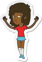 sticker of a cartoon pretty girl vector