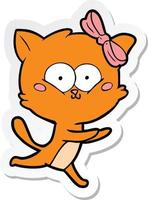 sticker of a cartoon cat vector