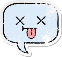 distressed sticker of a cute cartoon speech bubble vector