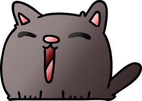 gradient cartoon of cute kawaii cat vector