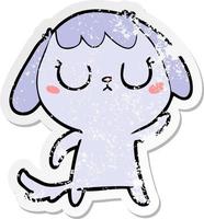 distressed sticker of a cute cartoon dog vector