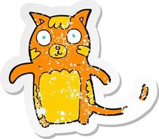 retro distressed sticker of a cartoon cat vector