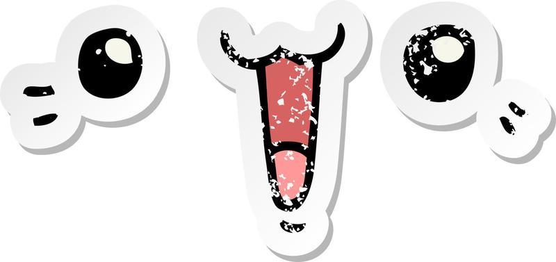 distressed sticker of a happy cartoon face