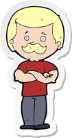 sticker of a cartoon manly mustache man vector