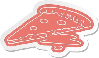 cartoon sticker of a slice of pizza vector