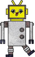 retro grunge texture cartoon robot vector