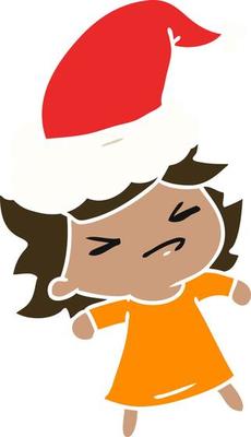 christmas cartoon of kawaii girl
