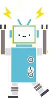 flat color retro cartoon robot vector