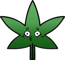 hoja de marihuana de dibujos animados sombreada degradada vector