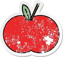 distressed sticker of a cute cartoon red apple vector