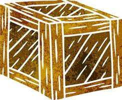 retro cartoon doodle of a wooden crate vector