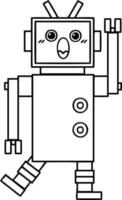 line drawing cartoon robot vector