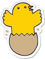 sticker of a cartoon hatching bird vector