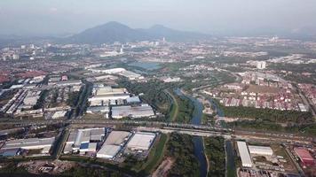 Aerial view car moving  from Juru towards Prai video