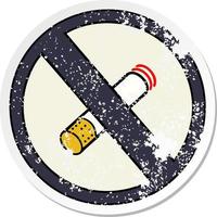 distressed sticker of a cute cartoon no smoking allowed sign vector