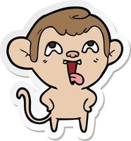 sticker of a crazy cartoon monkey vector