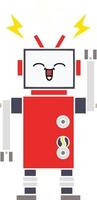 flat color retro cartoon robot vector