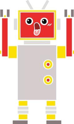 flat color retro cartoon robot