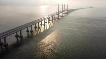 Aerial view raining day at Second Penang Bridge video