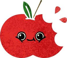 manzana de dibujos animados de estilo de ilustración retro vector