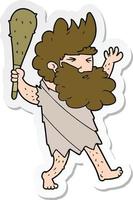 sticker of a cartoon cave man vector