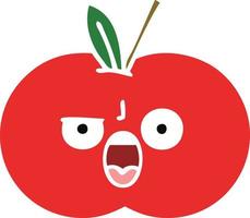 flat color retro cartoon red apple vector